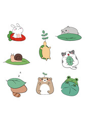 Vector Cartoon  Animals Icon Isolated On White Background
