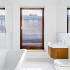Fototapeta na wymiar White bathroom with window