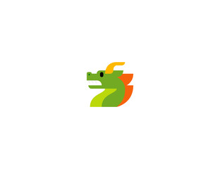 Dragon vector flat icon. Isolated Dragon Face emoji illustration 