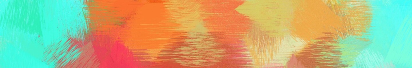 wide landscape graphic with abstract brush strokes background with peru, turquoise and aqua marine. can be used for wallpaper, cards, poster or banner
