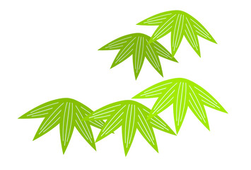 正月飾り：竹の葉のベクターイラスト　黄緑と緑
