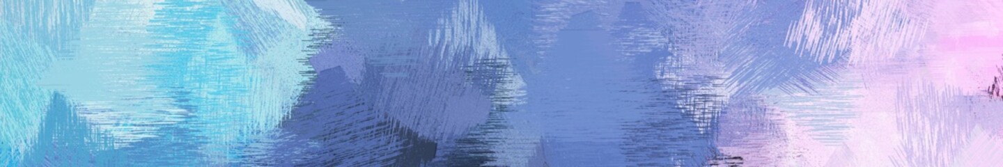wide landscape graphic with art brush strokes background with corn flower blue, lavender and baby blue