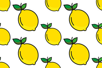 Lemon on a white background. Seamless texture wrapping paper.