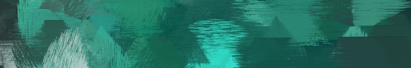 wide landscape graphic with modern brush strokes background with dark slate gray, medium aqua marine and blue chill. can be used for background, canvas or poster