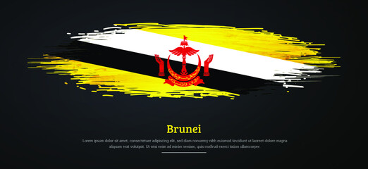 Obraz na płótnie Canvas Happy national day of Brunei with watercolor grunge brush flag background