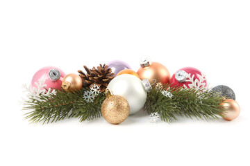 Christmas decorations isolated on white
