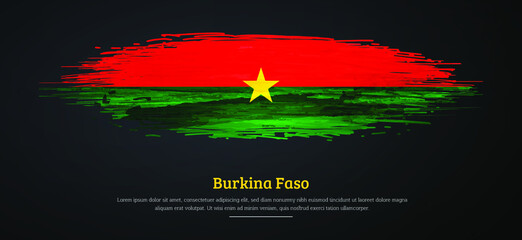 Happy independence day of Burkina Faso with watercolor grunge brush flag background