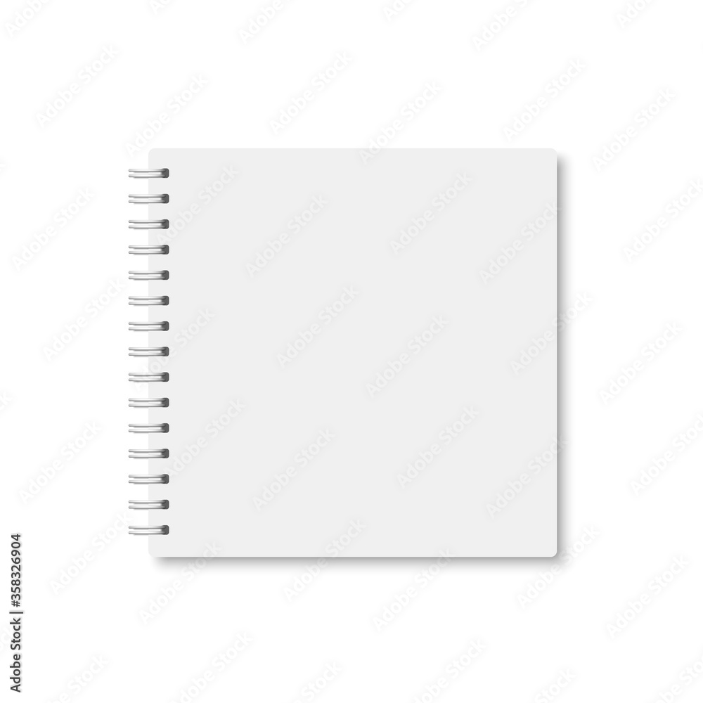 Poster white realistic a5 notebook closed with shadow.