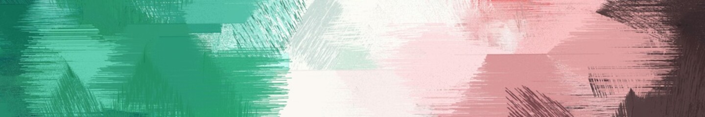 wide landscape graphic with dirty brush strokes background with sea green, medium sea green and pastel pink. can be used for wallpaper, cards, poster or banner