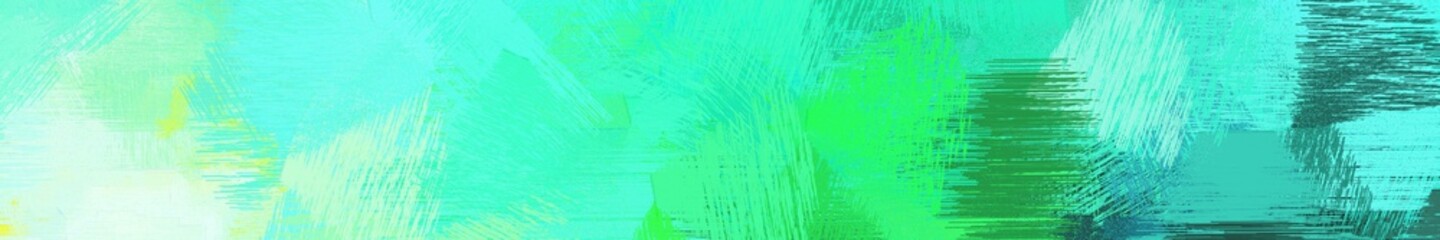 wide landscape graphic with abstract brush strokes background with turquoise, tea green and sea green. can be used for background, canvas or poster