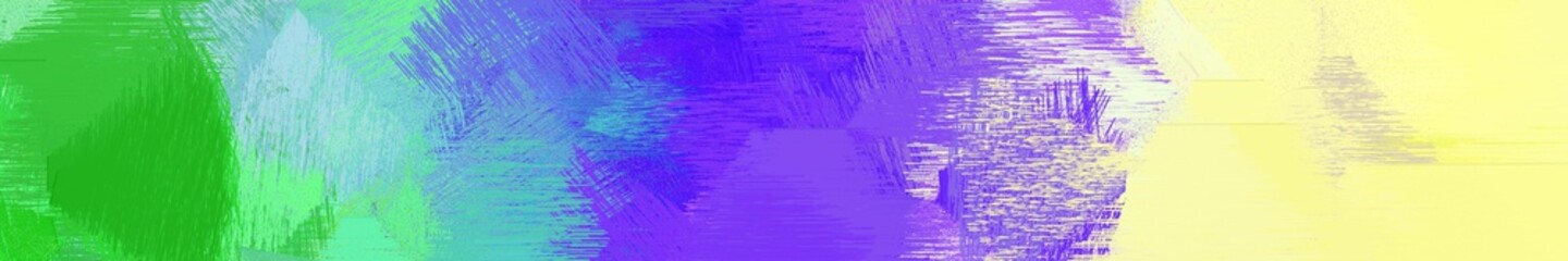wide landscape graphic with art brush strokes background with pale golden rod, blue violet and lime green