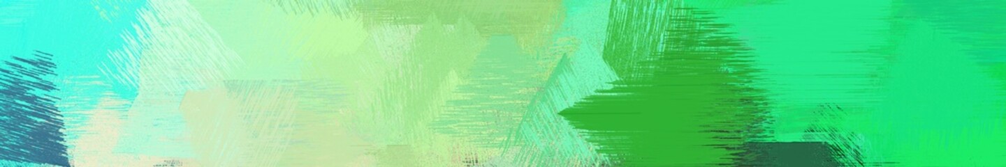 wide landscape graphic with artistic brush strokes background with pastel green, medium sea green and tea green. can be used for wallpaper, cards, poster or banner