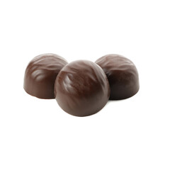 Tasty chocolate candies isolated on white background