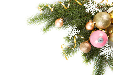 Christmas decorations isolated on white
