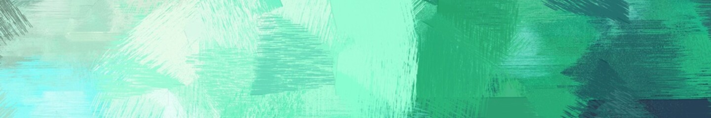 wide landscape graphic with artistic brush strokes background with aqua marine, pale turquoise and medium sea green. can be used for background, canvas or poster