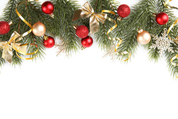 Naklejka na ściany i meble Christmas decorations isolated on white 
