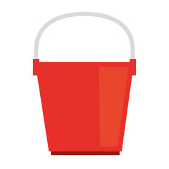 plastic red bucket, plastic bucket, pail and container with handle, household equipment vector illustration design