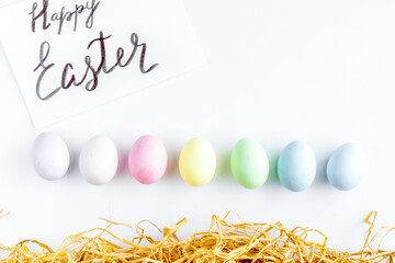 Easter concept on white background top view mockup