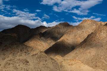 Mountain landscape with blue sky in Ladakh, India