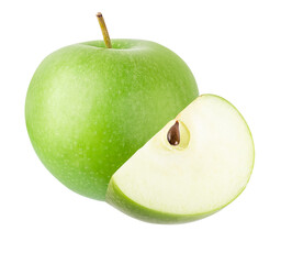 Green apple isolated on white background with clipping path