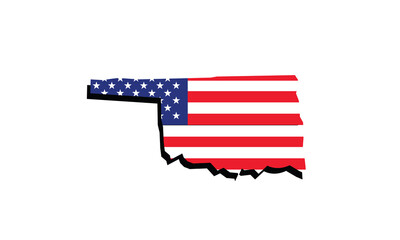Oklahoma map U.S. flag country shape vector illustraiotn 