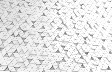 White triangular abstract background. Modern grunge triangle surface. 3d Rendering grid structure.