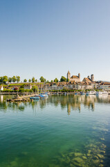 Rapperswil, Z&uuml;richsee, Schloss, Seeufer, Hafen, Altstadt, Altstadth&auml;user, Schlossberg, St. Johann, Kirche, Stadt, Seerundfahrt, Rapperswil-Jona, Seedamm, Holzbr&uuml;cke,  Sommer, Schweiz