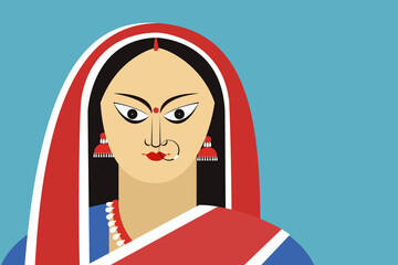 Illustration of a traditionally dressed woman of Indian ethnicity