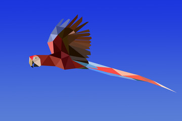 un perroquet du genre ara en vol en origami © raymond