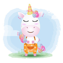 Cute unicorn in the children's style. cute cartoon unicorn vector