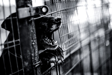Barking dog behind the fence