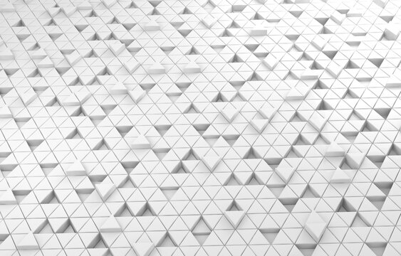 White triangular abstract background. Modern grunge triangle surface. 3d Rendering grid structure.