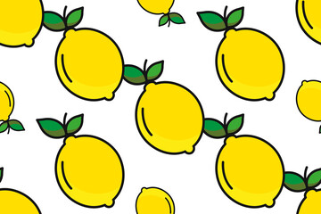 Lemon on a white background. Seamless texture.