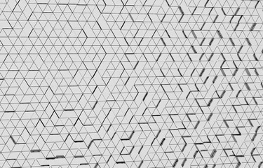 White triangular abstract background. Modern grunge triangle surface. 3d Rendering grid structure.