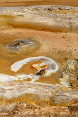 Amazing view of Namafjall, a high-temperature geothermal area with fumaroles and mud pots in Iceland