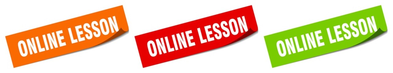 online lesson sticker. online lesson square isolated sign. online lesson label