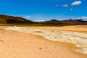 Namafjall, a high-temperature geothermal area with fumaroles and mud pots in Iceland