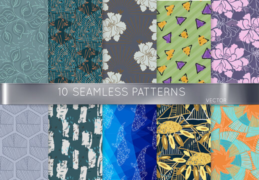 Green Triangles Hand Drawn Seamless Pattern Art Kit