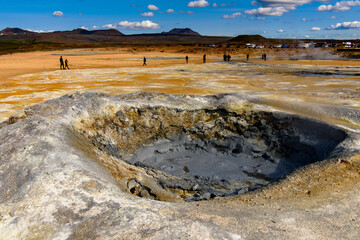 Namafjall, a high-temperature geothermal area with fumaroles and mud pots in Iceland