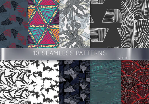 Black White Hatched Hand Drawn Seamless Pattern Art Kit