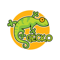 gecko lizard character isolated on white background.  vector illustration