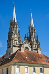 Fototapeta premium Vrsac, Serbia - June 04, 2020: A magnificent Roman – catholic cathedral dedicated to St Gerhard (serbian: Crkva Svetog Gerharda) was built in 1863. 