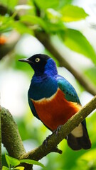 A Superb Starling sitting on a Branch.