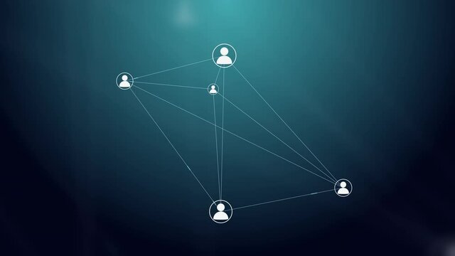 Users Connected in a Decentralized Network, P2P Technology. Concept for Peer to Peer Connections such as Cloud Computing, Storage, Smart Contracts, File Sharing.