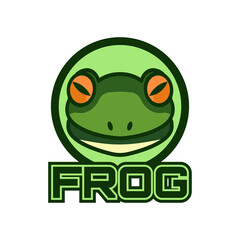 green frog logo isolated on white background. vector illustration