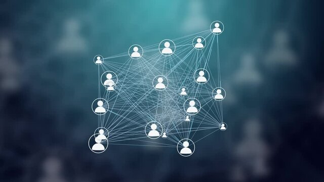 Users Connected in a Decentralized Network, P2P Technology. Concept for Peer to Peer Connections such as Cloud Computing, Storage, Smart Contracts, File Sharing.