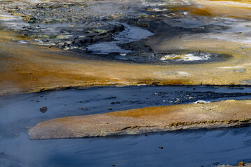 Namafjall, a high-temperature geothermal area with fumaroles and mud pots in Iceland