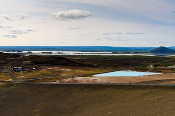 Fototapeta na wymiar Namafjall, a high-temperature geothermal area with fumaroles and mud pots in Iceland