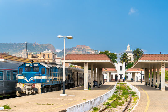Passenger train at Oran Station in Algeria