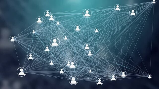 Users Connected in a Decentralized Network, P2P Technology. Concept for Peer to Peer Connections such as Cloud Computing, Storage, Smart Contracts, File Sharing.